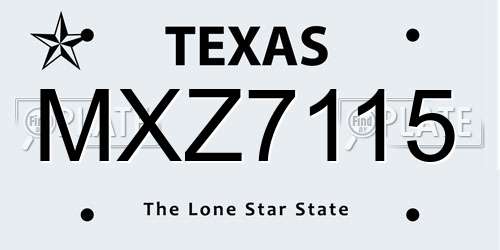 MXZ7115 Texas License Plate