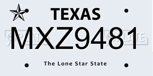 MXZ9481 Texas License Plate