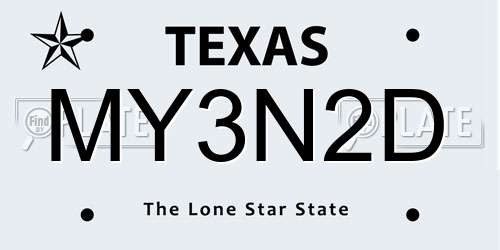 MY3N2D Texas License Plate