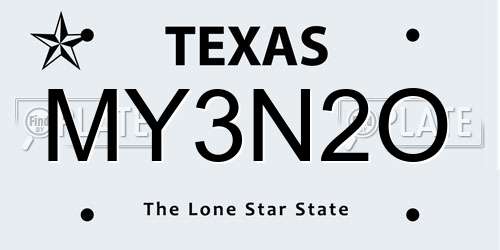 MY3N2O Texas License Plate