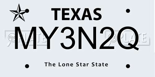 MY3N2Q Texas License Plate