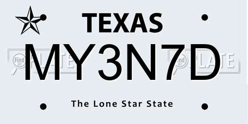 MY3N7D Texas License Plate