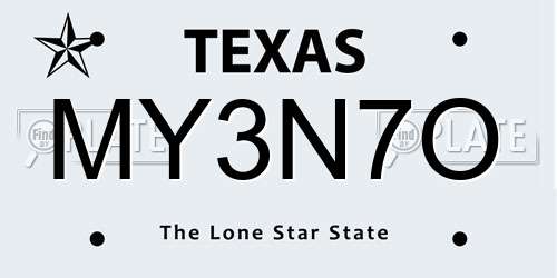 MY3N7O Texas License Plate