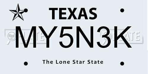 MY5N3K Texas License Plate