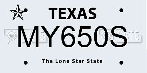 MY650S Texas License Plate