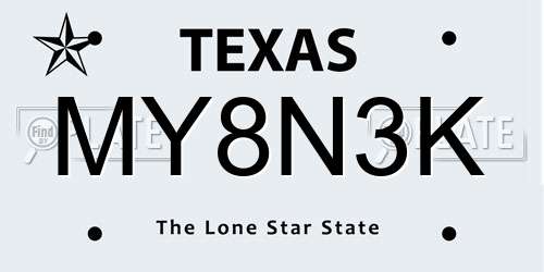 MY8N3K Texas License Plate