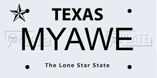 MYAWE Texas License Plate