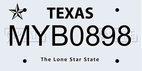 MYB0898 Texas License Plate