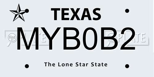 MYB0B2 Texas License Plate