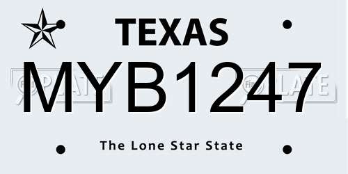 MYB1247 Texas License Plate