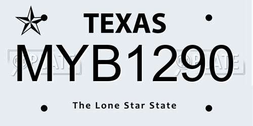 MYB1290 Texas License Plate