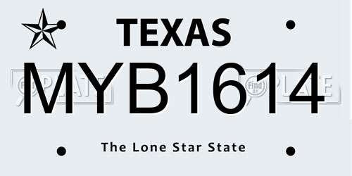 MYB1614 Texas License Plate