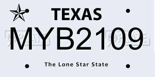 MYB2109 Texas License Plate