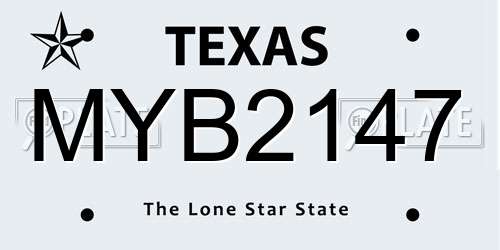 MYB2147 Texas License Plate