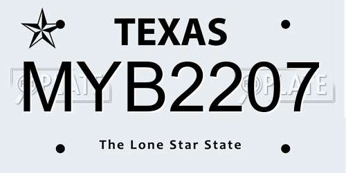 MYB2207 Texas License Plate