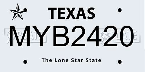 MYB2420 Texas License Plate