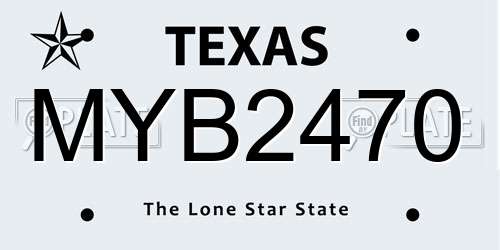 MYB2470 Texas License Plate