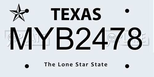 MYB2478 Texas License Plate