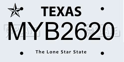 MYB2620 Texas License Plate