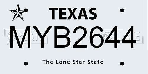 MYB2644 Texas License Plate