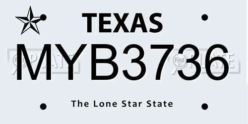 MYB3736 Texas License Plate