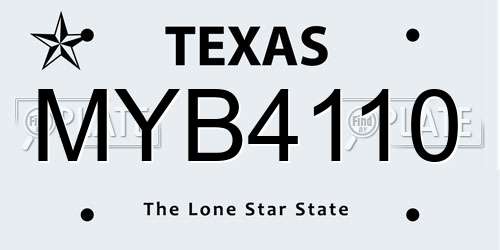 MYB4110 Texas License Plate