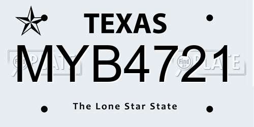MYB4721 Texas License Plate