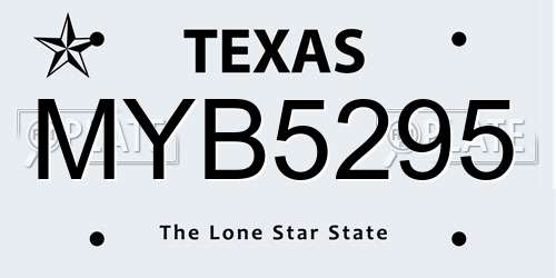 MYB5295 Texas License Plate