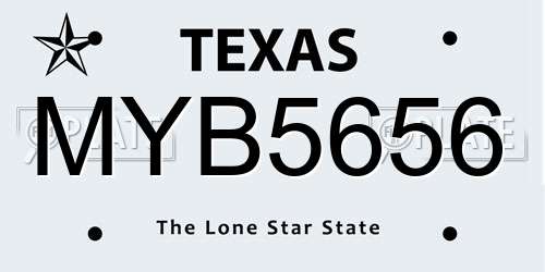 MYB5656 Texas License Plate
