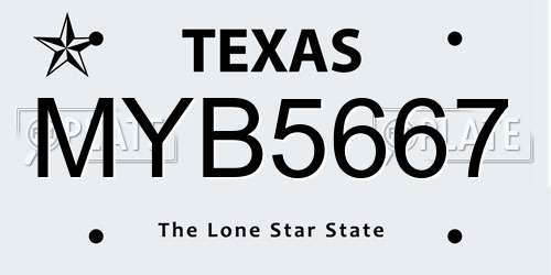 MYB5667 Texas License Plate