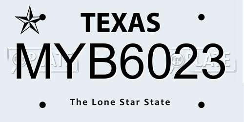 MYB6023 Texas License Plate