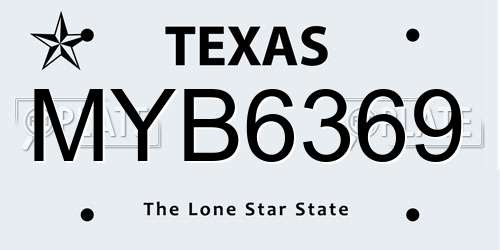 MYB6369 Texas License Plate
