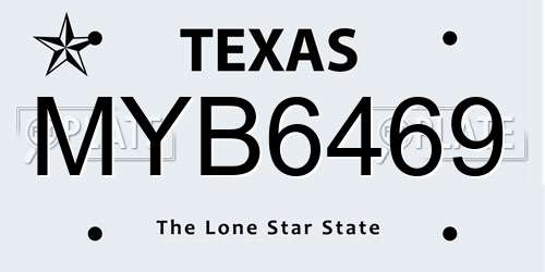 MYB6469 Texas License Plate