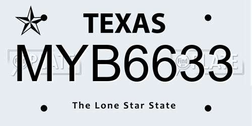 MYB6633 Texas License Plate