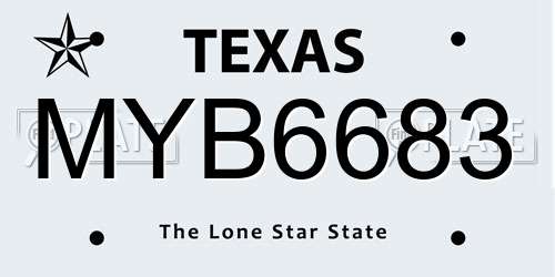 MYB6683 Texas License Plate