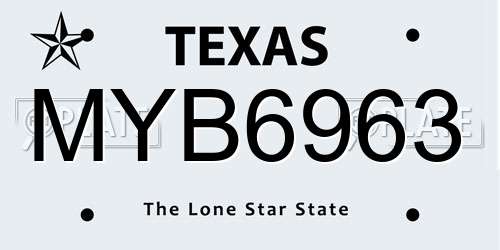 MYB6963 Texas License Plate