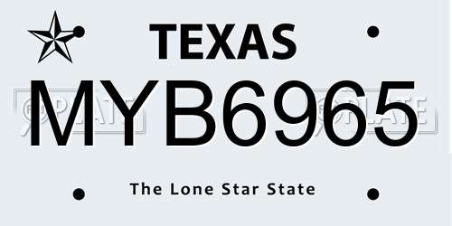 MYB6965 Texas License Plate