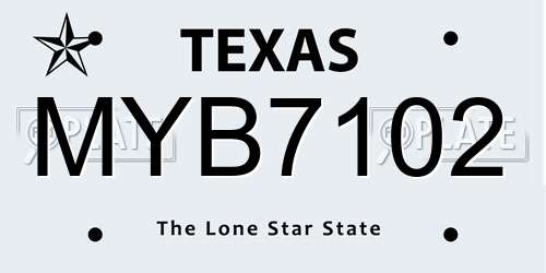 MYB7102 Texas License Plate