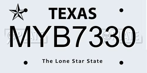 MYB7330 Texas License Plate