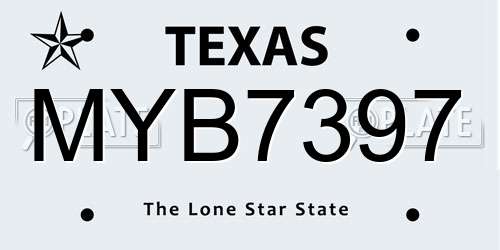 MYB7397 Texas License Plate