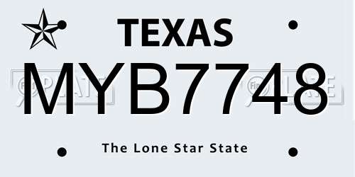 MYB7748 Texas License Plate