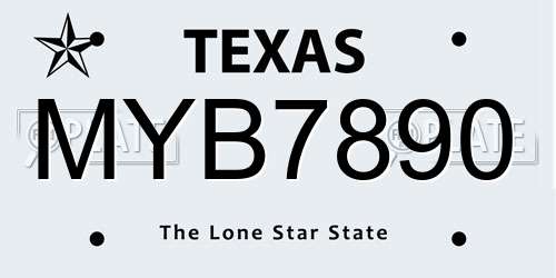 MYB7890 Texas License Plate