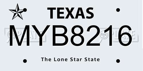 MYB8216 Texas License Plate