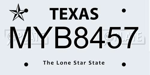 MYB8457 Texas License Plate