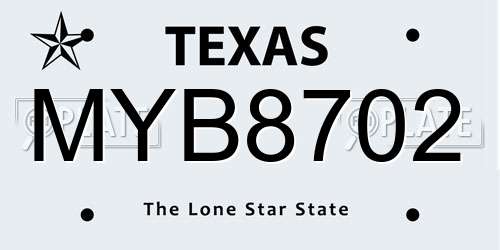 MYB8702 Texas License Plate