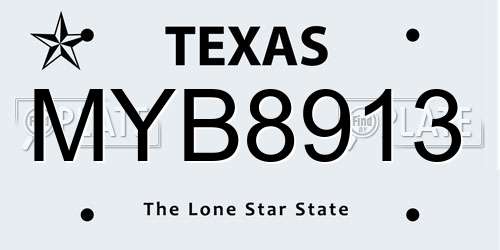 MYB8913 Texas License Plate