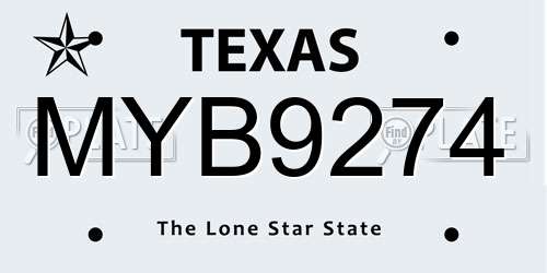 MYB9274 Texas License Plate