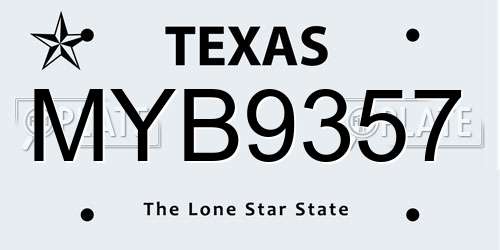 MYB9357 Texas License Plate