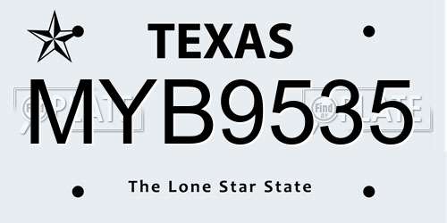 MYB9535 Texas License Plate