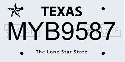 MYB9587 Texas License Plate